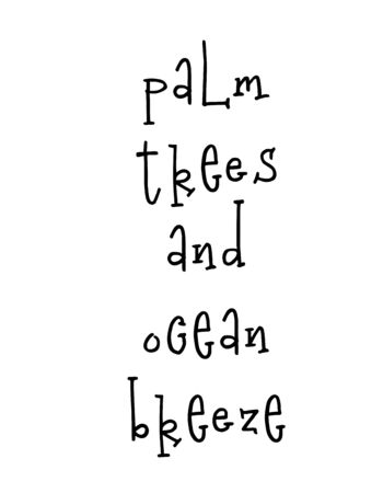 Motivational print ready poster for nursery with lettering quote - palm trees and ocean breeze. Vector illustration stock vector.のイラスト素材