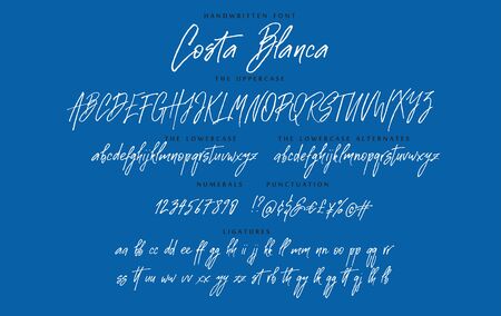Handwritten script font vector alphabet Costa Blanca setのイラスト素材
