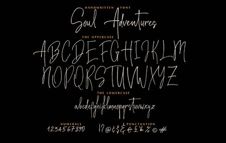 Hand drawn Soul adventures font vector alphabet setのイラスト素材