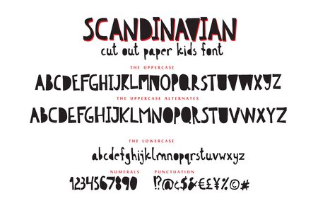 Hand drawn kids display font vector alphabet setのイラスト素材
