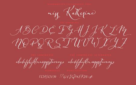 Hand drawn callygraphic font vector alphabet setのイラスト素材