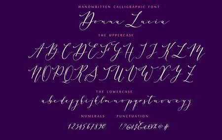 Hand drawn callygraphic font vector alphabet setのイラスト素材