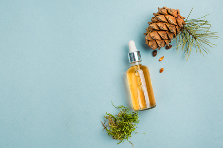 Natural cedar oil Homeopathic oils, dietary supplements for intestinal health, skin careの写真素材