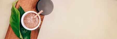 Flat lay composition of spa treatments and body care.Massage, spa luxury. Bannerの写真素材