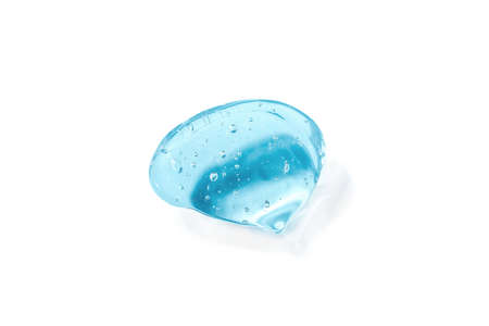 Texture of hyaluronic acid, serum gel. Transparent smear of gel isolated on a white background. Gel...