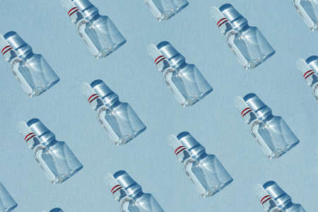 Pattern from Glass ampoules with a drug, vaccine for medical and cosmetic injections