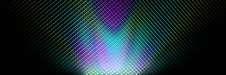 Wide horizontal banner with multicolor neon glow on a diamond grid. Clean promo background suited...