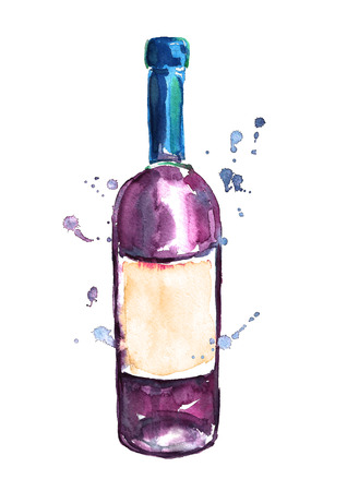 Watercolor wine bottle.の写真素材