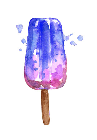 Watercolor blue ice cream.の写真素材