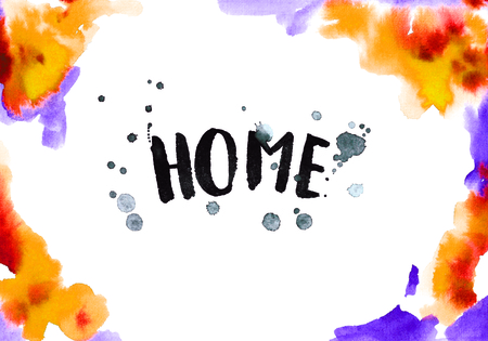 Watercolor Frame with lettering.の写真素材