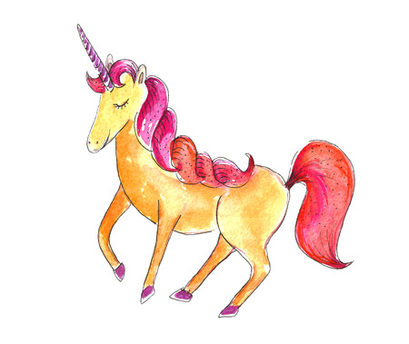 Watercolor unicorn.の写真素材