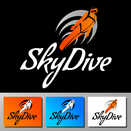 Skydive wings vector logo. Colorfull icon flat style. Winged people fly in the sky.のイラスト素材