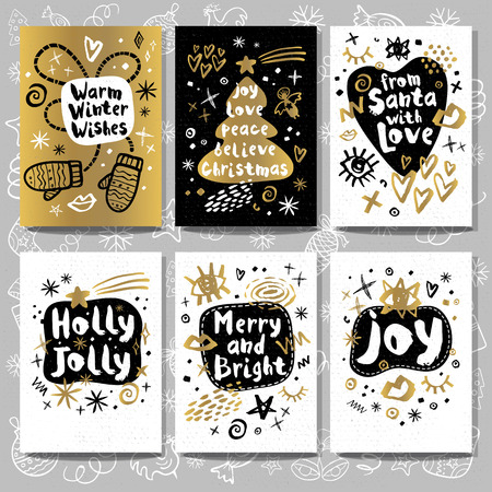 Christmas and New Year lettering greeting cards.のイラスト素材
