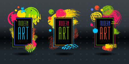 Modern Art brush stroke frame vector. Hand drawn vector illustrationのイラスト素材