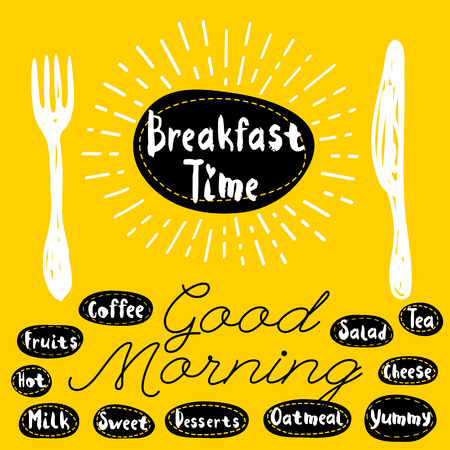 Breakfast time menu templateのイラスト素材