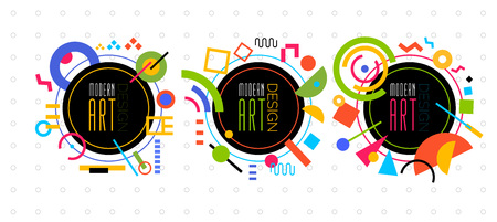 Vector abstract geometric dynamic pattern frame. frame for text Modern Art graphics memphis elements design business cards, invitations gift cards brochures. Drawn vector illustrationのイラスト素材