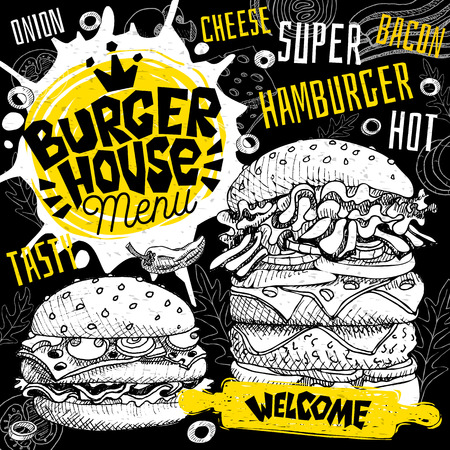 Burger house cafe restaurant menu.のイラスト素材