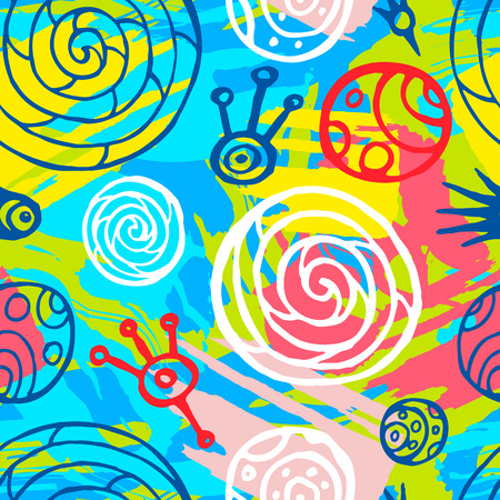 Ethnic exotic batik tropical seamless pattern.のイラスト素材