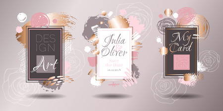 Golden pink art frames.のイラスト素材