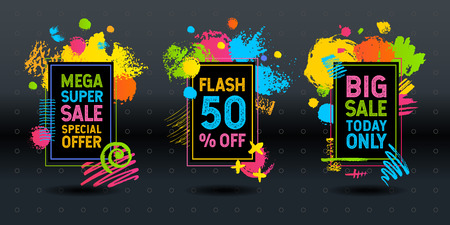 Mega super big flash sale brush stroke frame  abstract dynamic chalk chalkboard graphicsのイラスト素材