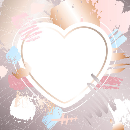Golden pink art heart frames.のイラスト素材