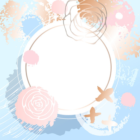 Golden pink art heart frames.のイラスト素材