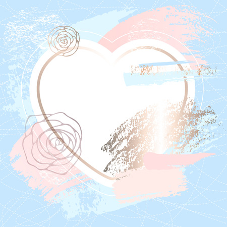 Golden heart pink blank nude art frames.のイラスト素材