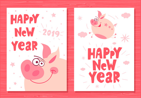 Cute cartoon piggy flying characterのイラスト素材