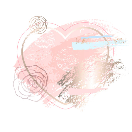 Golden heart pink blank nude art frames.のイラスト素材