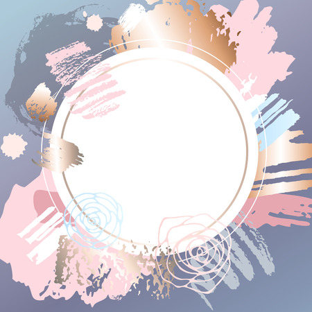 Golden pink art heart frames.のイラスト素材