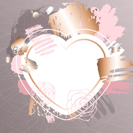 Golden pink art heart frames.の写真素材