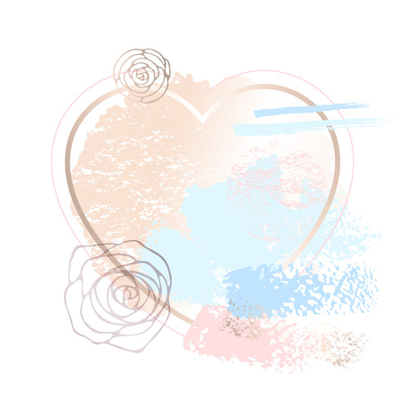 Golden heart pink blank nude art frames.の写真素材