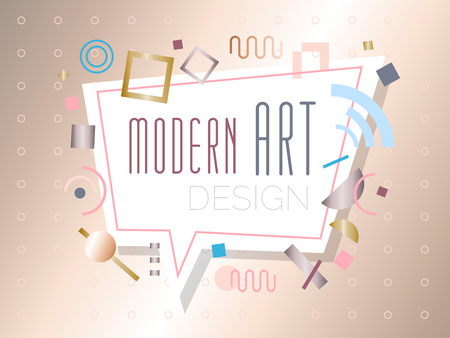 Vector abstract geometric dynamic pattern golden frame for text Modern Art graphicsの写真素材
