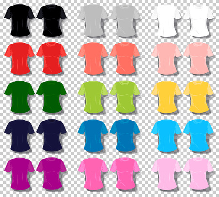 Girl tee shirt  set cartoon color unisex women t-shirt.の写真素材