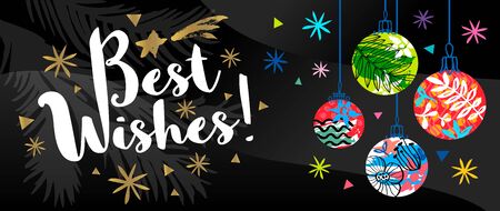 New Year Noel Merry Christmas Best Wishes typography golden emblems lettering quote greeting cards.のイラスト素材