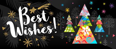 New Year Noel Merry Christmas Best Wishes typography golden emblems lettering quote greeting cards.のイラスト素材