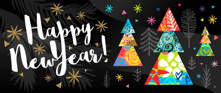 New Year Noel Merry Christmas Best Wishes typography golden emblems lettering quote greeting cards.のイラスト素材