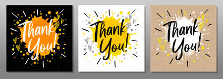 Thank you, quote, phrase, card, poster, banner, splash, hearts. Lettering sketch doodle craft style sign Hand drawn vector illustrationのイラスト素材