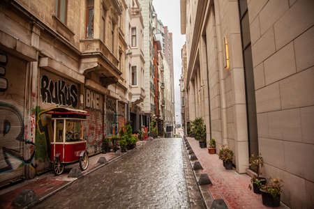 Istanbul, Turkey, March 16, 2020. Empty city streets in rainy weather during the Covid-19 coronavirus worldwide pandemic.のeditorial素材