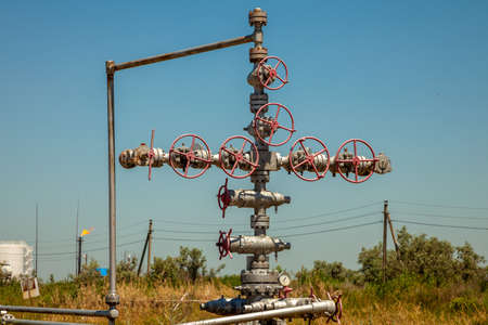 Oil field scene, oil pipelines and facilitiesの写真素材
