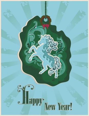 Greeting card with a symbol of 2014 yearのイラスト素材