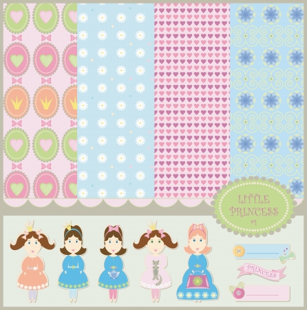 Princess baby backgrounds scrapbooking collectionのイラスト素材