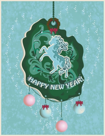 Greeting card with a symbol of Horse 2014 yearのイラスト素材
