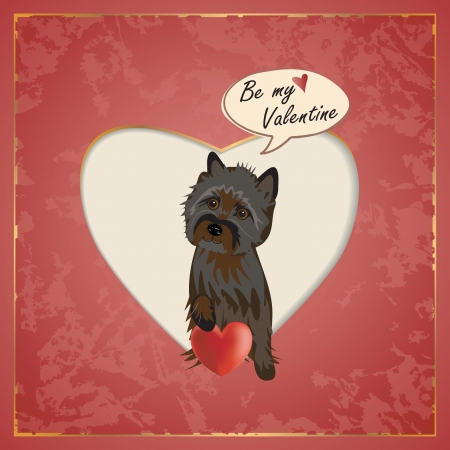 Vector Valentine's Day greeting card with Cairnterrier and heartのイラスト素材