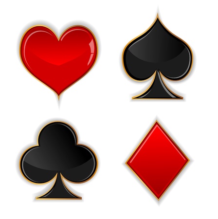 Vector illustration set  glass symbols of poker cardsのイラスト素材