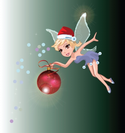 eps10 vector Christmas festive winged fairy with a ballのイラスト素材