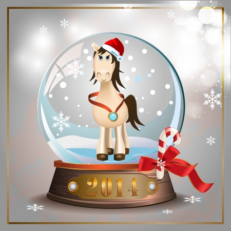 Vector Christmas holidays snow ball balls with horse and ribbonのイラスト素材