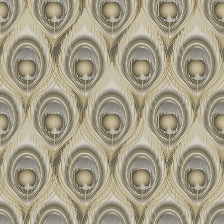 Vector seamless pattern background with white peacock feathersのイラスト素材