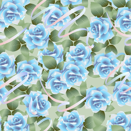 Vector seamless pattern background with blue rosesのイラスト素材