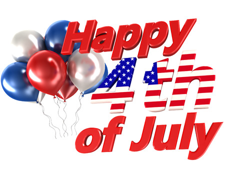 balloons with symbols of the U.S. on   white backgroundの写真素材